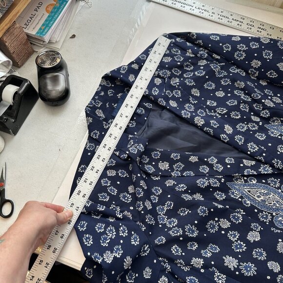 Eloquii by The Limited Womens Navy Blue Paisley Lightweight 1 Button Blazer 16W - Picture 14 of 14